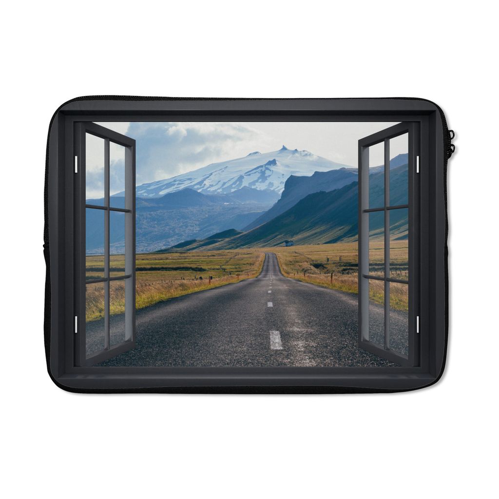 MuchoWow Laptop Hülle 14 ZollAussicht - Berg - Straße Laptoptasche - Laptoptasche - Stoßsicher - Schutzhaube