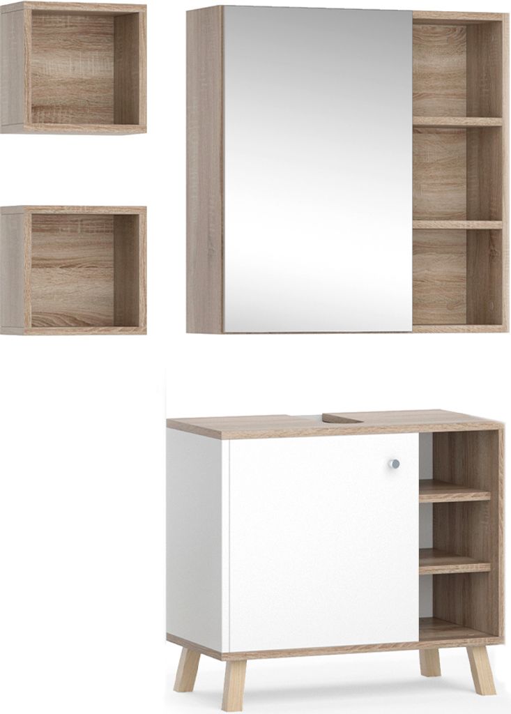 Badmöbel-Set Vicco Senyo Weiß 3 Teile, Model 36443