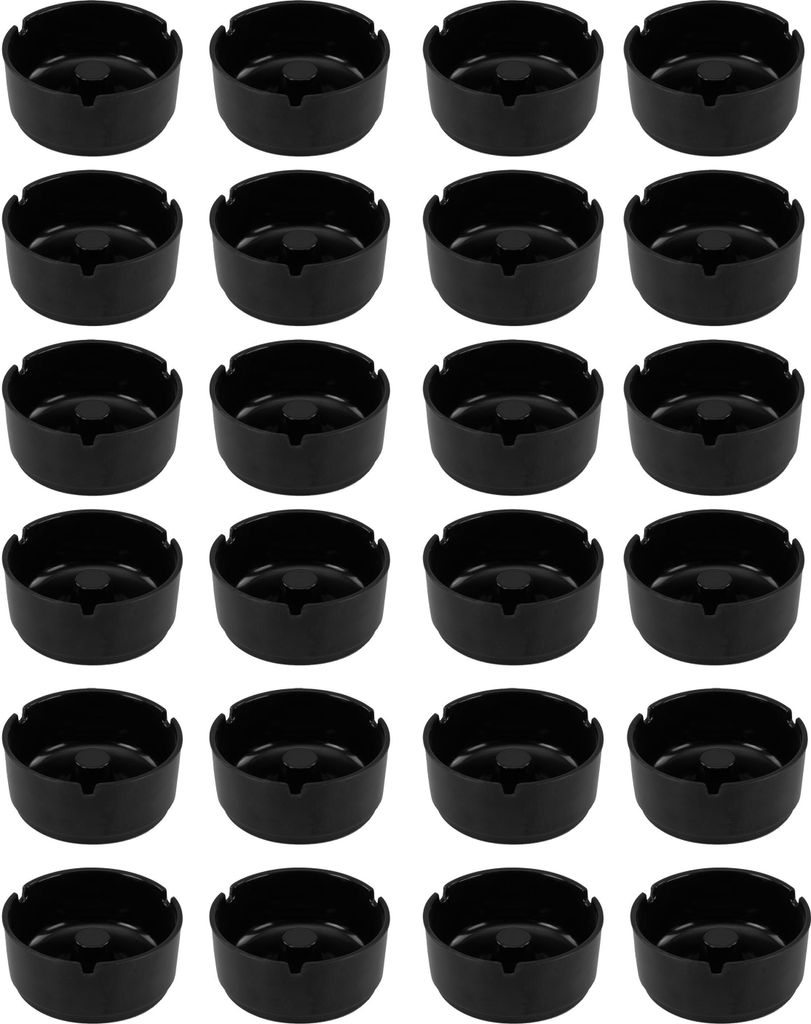 24x Cendriers en mélamine noire de 10 cm de diamètre Image du produit 