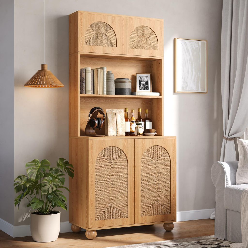 Meuble haut Merax avec portes en treillis, vitrine, design Image du produit 