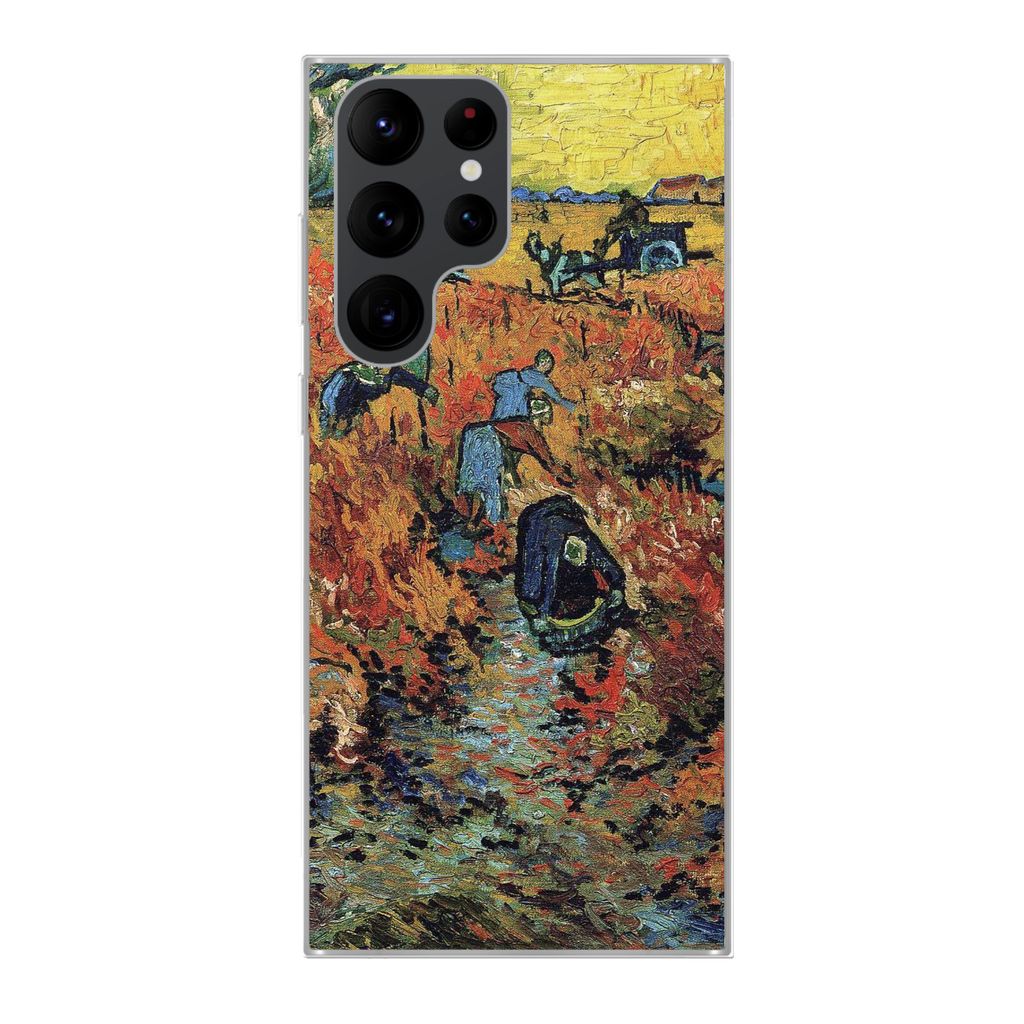 MuchoWow Handyhülle Schutzhülle Hülle für Samsung Galaxy S22 Ultra Der rote Weinberg - Vincent van Gogh Silikon Softcase Handy Hülle - Abbil...