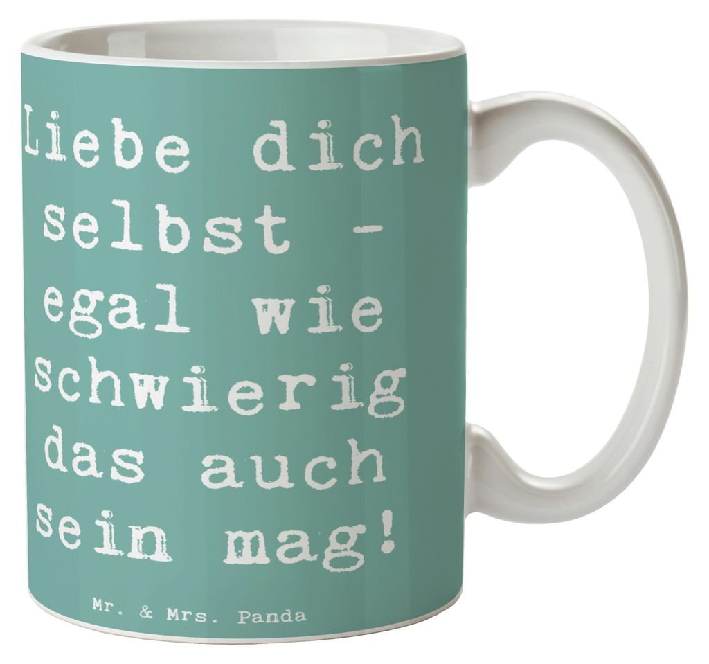 Mr. & Mrs. Panda Kaffeetasse Spruch Selbstakzeptanz Liebe - Meeresbrise - Geschenk, Gefühl, Motivtasse, Tasse, Schwäche, Kaffeebecher, Erfüllung...
