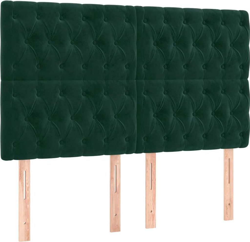 vidaXL Kopfteil Dunkelgrün 144x7x118/128 cm Samt