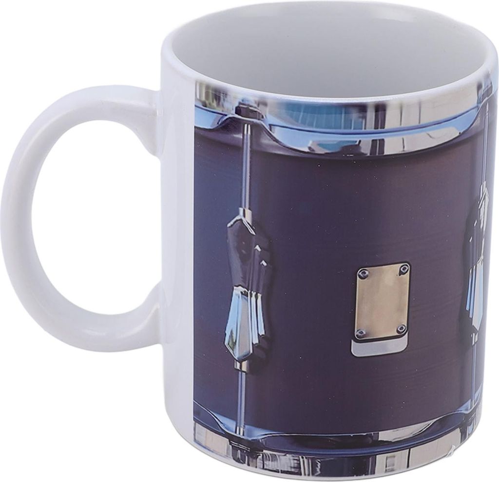 Vintage Mug Funny Drum Pattern Keramik Edelstahl 11 Oz Kaffeetasse mit Löffel für kalte heiße Getränke Weiß