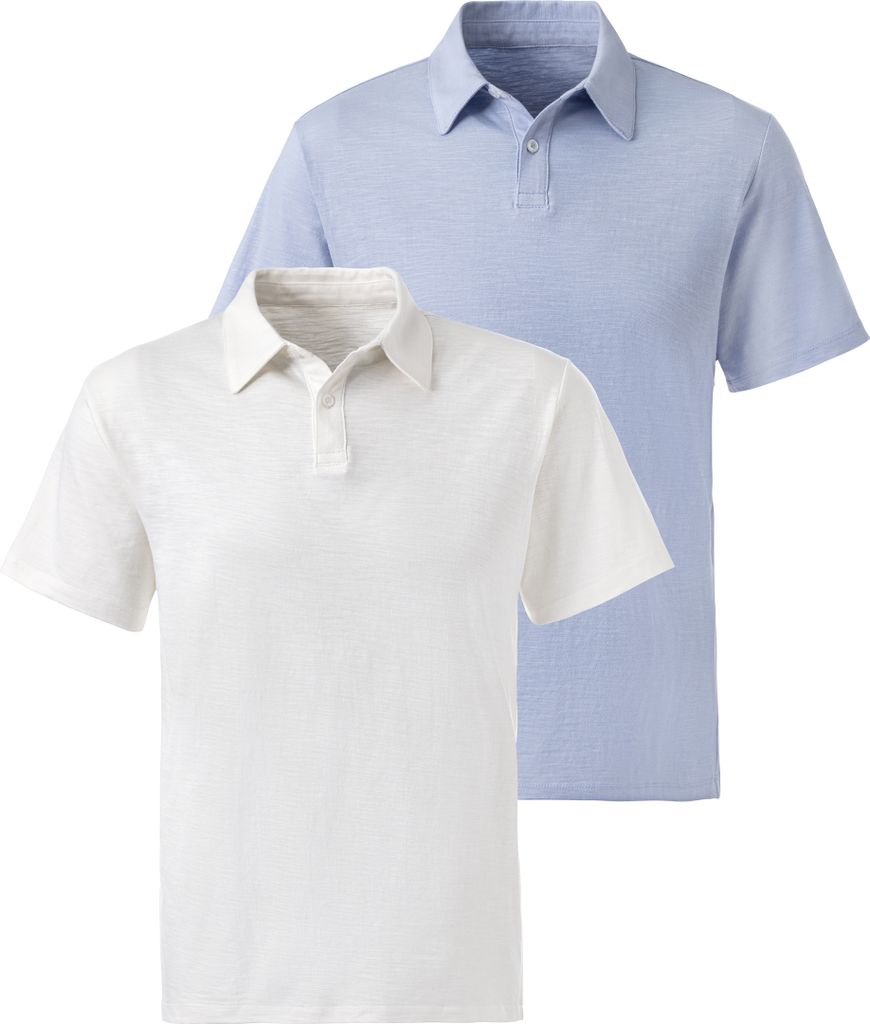 JOHN DEVIN Poloshirt mit Slub-Garn Struktur 2 -teilig offwhite / hellblau Größe M