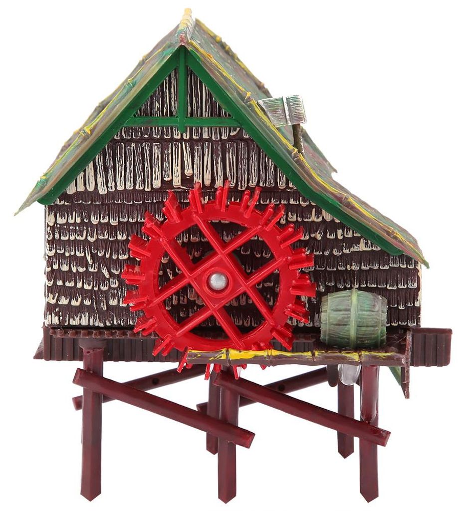 Aquarium-Landschaftsbau-Dekoration, pneumatische, belüftete Wasserradhütte (großer Wasserwagen)