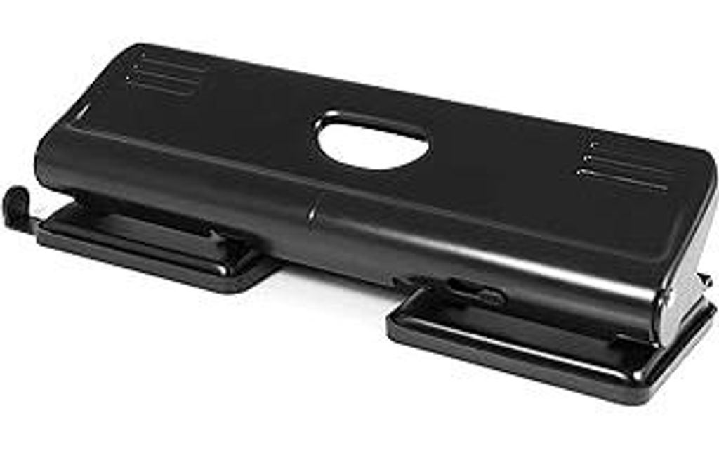 Pavo - Premium 4-fach Locher mit Anschlagschiene für 22 Blatt, schwarz, 8040285