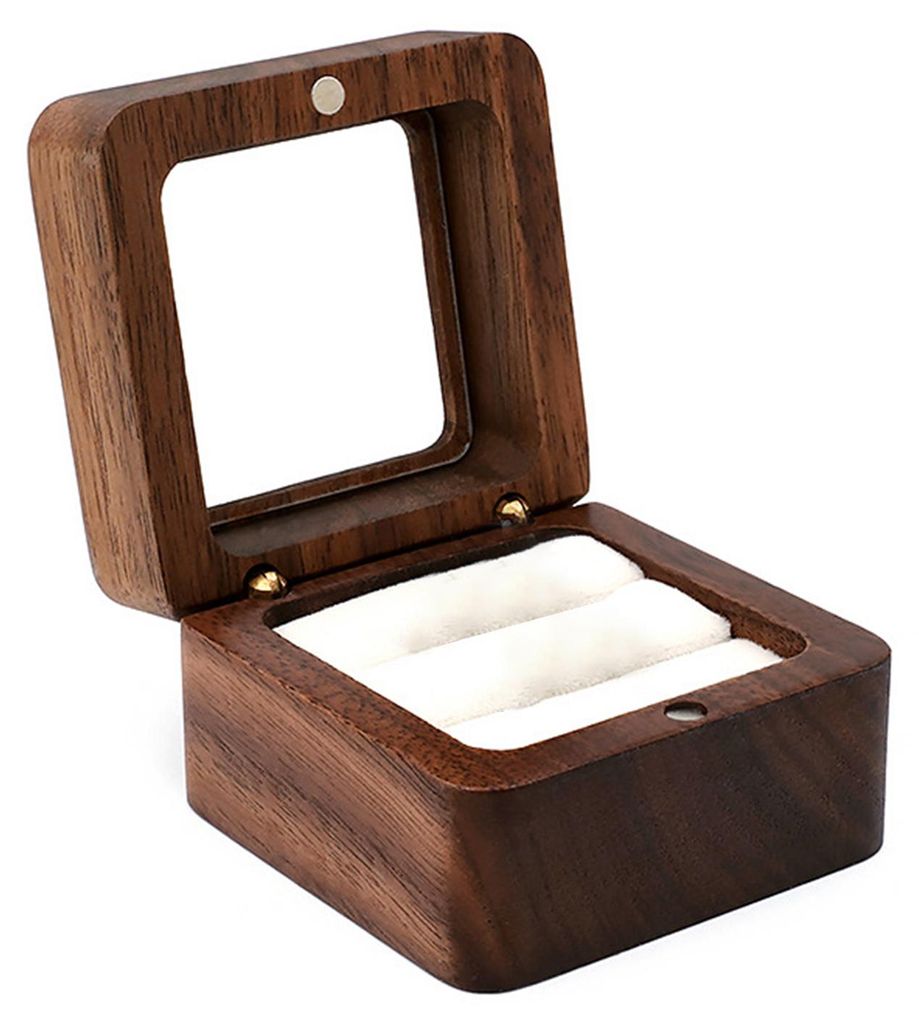 Tragbare Geschenkbox aus Holz für Ringe, Verlobungsringe, Eheringe und Heiratsanträge – multifunktionaler Schmuckhalter für Armbänder, Halske...