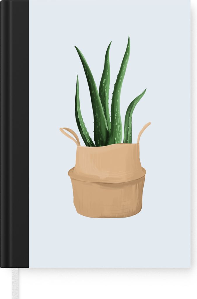 MuchoWow Notizbuch Tagebuch Haushaltsbuch Notebook A5 Pflanze - Aloe Vera - Blumentopf - Notizblock - Notizheft - Notebook - Schreibblock - Papier