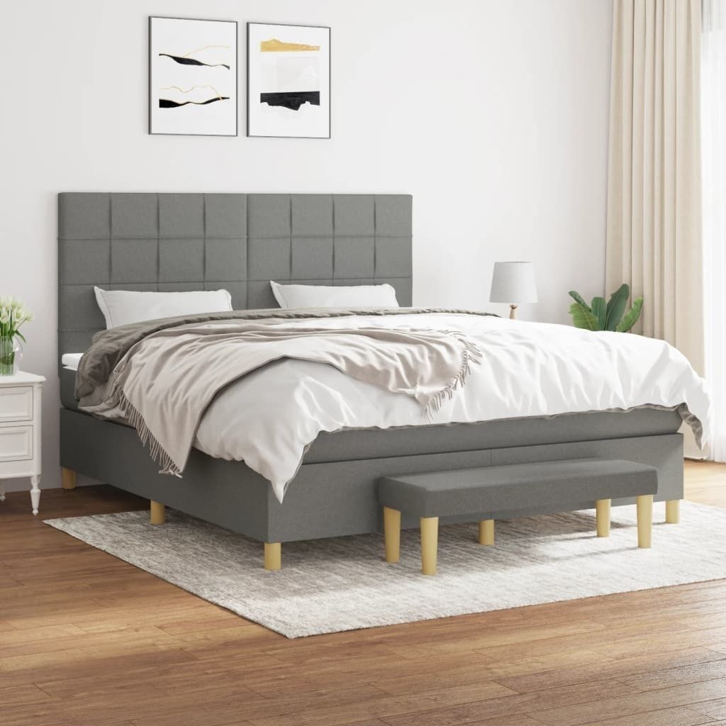 Maison Exclusive - Boxspringbett mit Matratze Dunkelgrau 160x200 cm Stoff