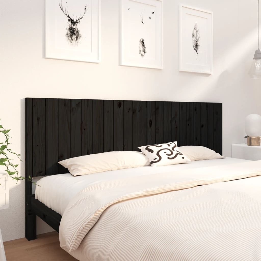 vidaXL Kopfteil Schwarz 205,5x4x100 cm Massivholz Kiefer - Kopfteil - Kopfteile - Bettkopfteil - Holzkopfteil