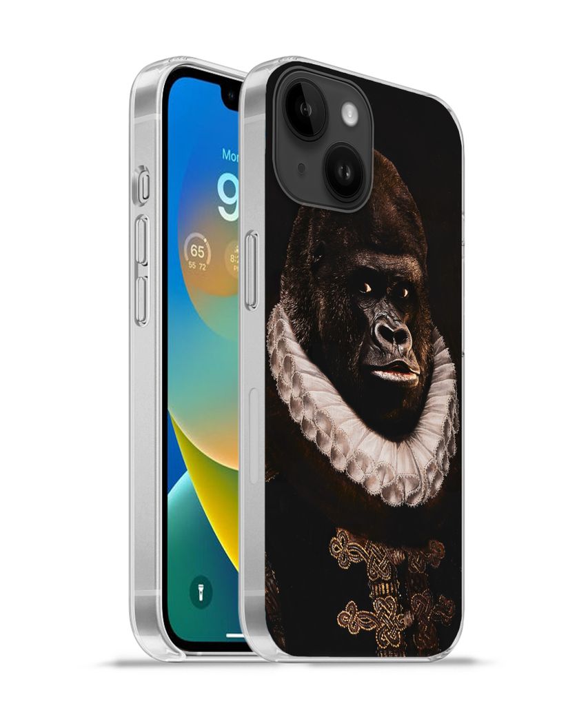 MuchoWow Handyhülle Schutzhülle Hülle für Apple iPhone 14 - Softcase Affe - Kunst - Alte Meister Silikon Softcase Handy Hülle - Mobiltelefon...