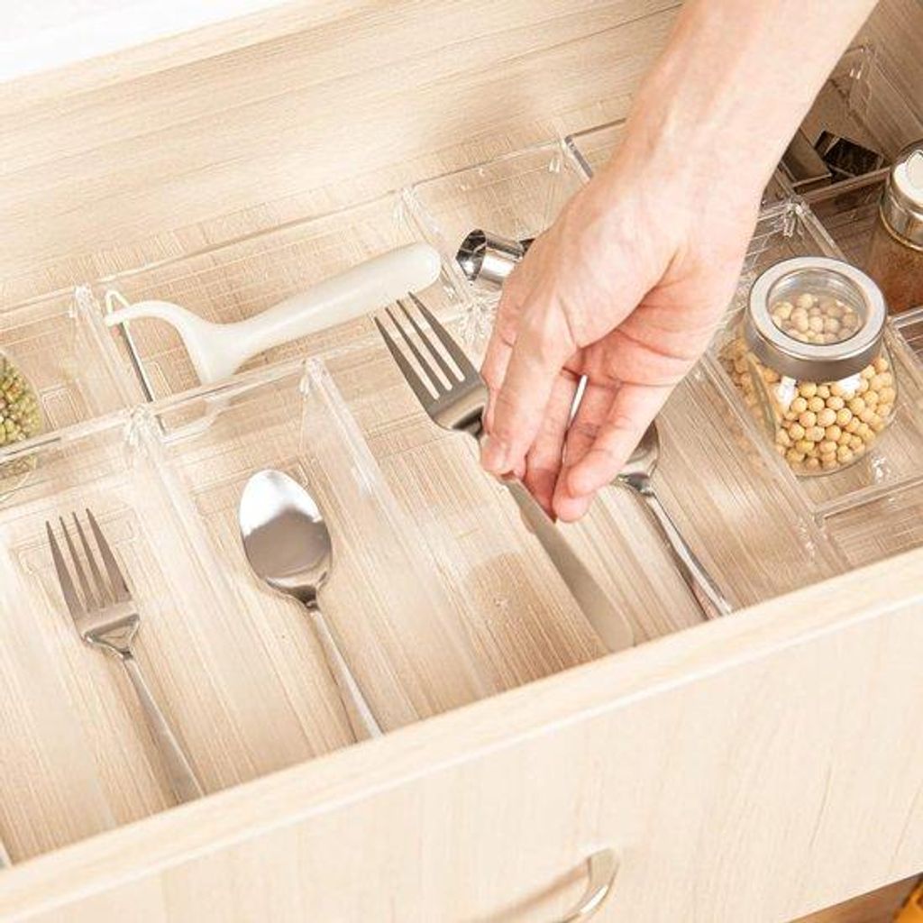 16 Stück durchsichtige Plastiklade-Organizer-Trays Büro Schublade-Boxen