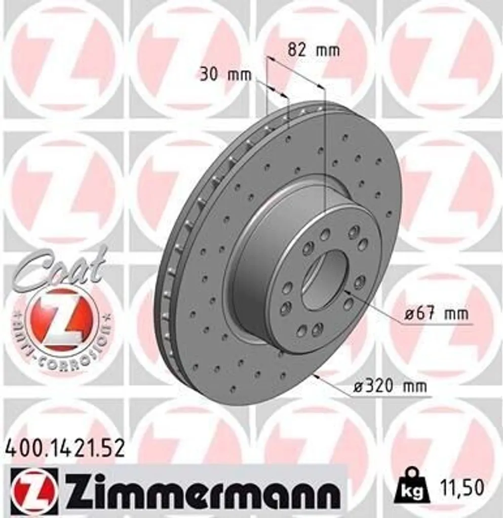 Disques de Frein Sport Percés Zimmermann pour Mercedes W140 Classe S