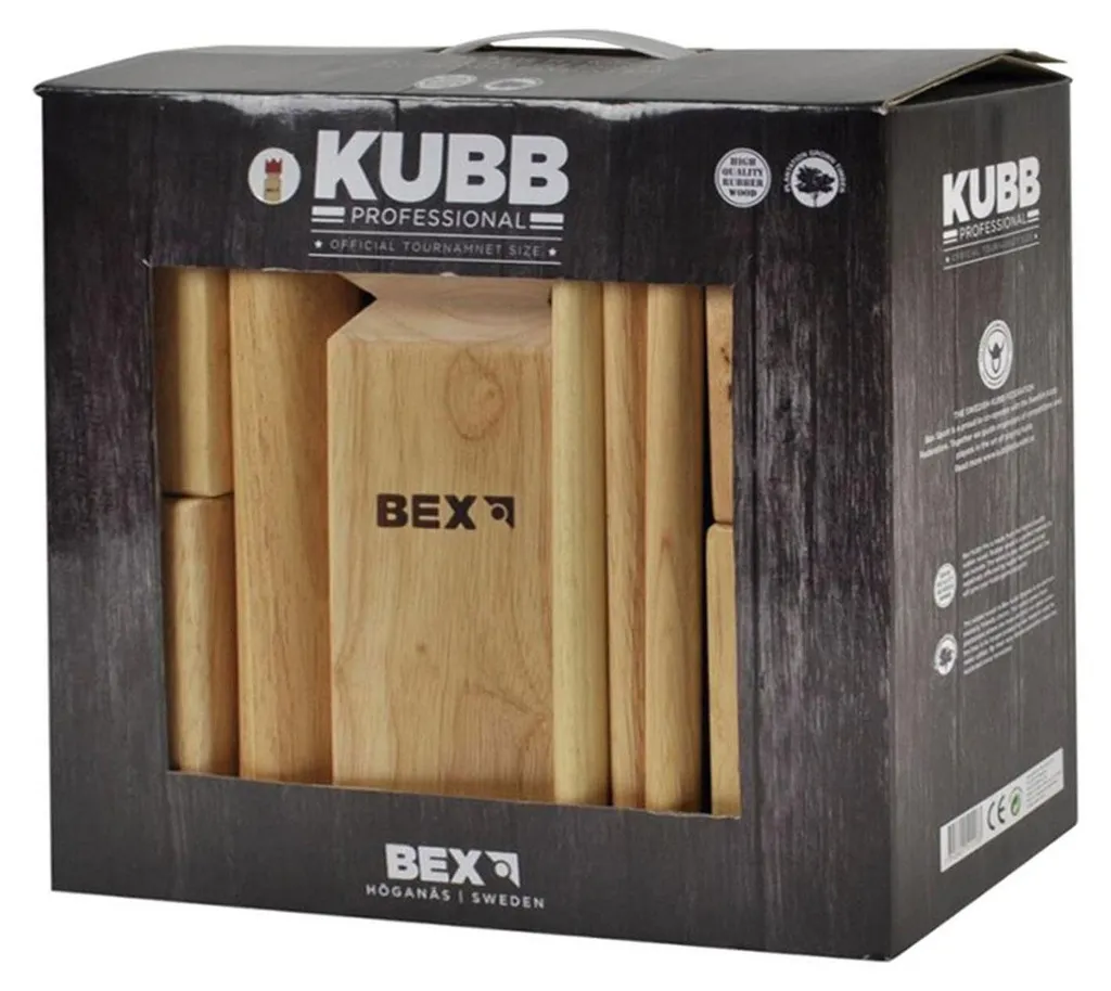 Bex Kubb Pro Original en bois d'hévéa haute qualité - Set complet