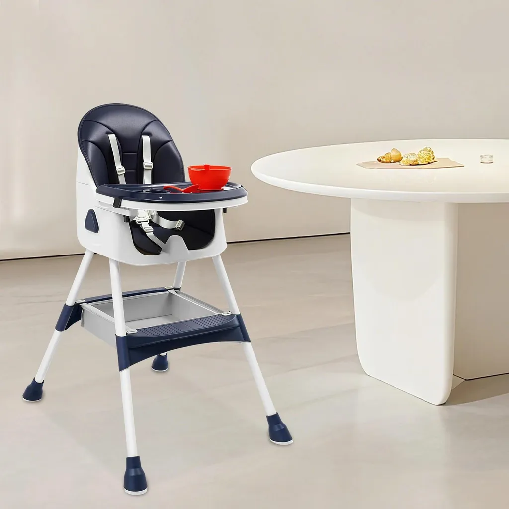 Chaise haute stable anti-basculement - Acier carbone durable - Bleu