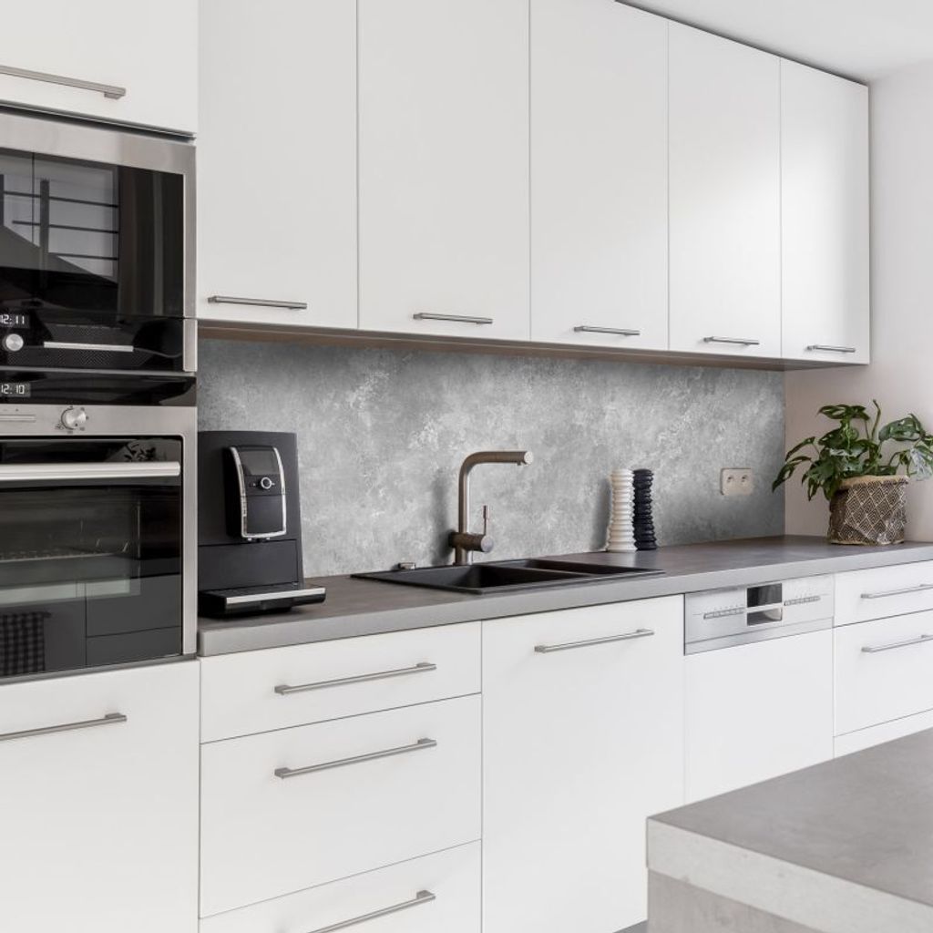 Dedeco Küchenrückwand Motiv: Beton V9, 3mm Aluminium Alu-Platten als Spritzschutz Küchenwand Verbundplatte wasserfest, inkl. UV-Lack glänzend, ...