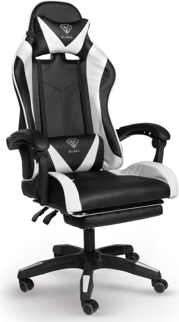 Chefsessel Stuhl Home Office Chair Racing Bürostuhl Sportsitz Büro Stuhl,Farbe:Schwarz/Weiß