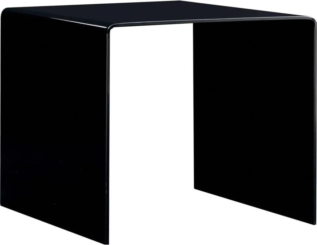 Table basse noire pour petit salon 50x50x45 cm verre trempé et métal