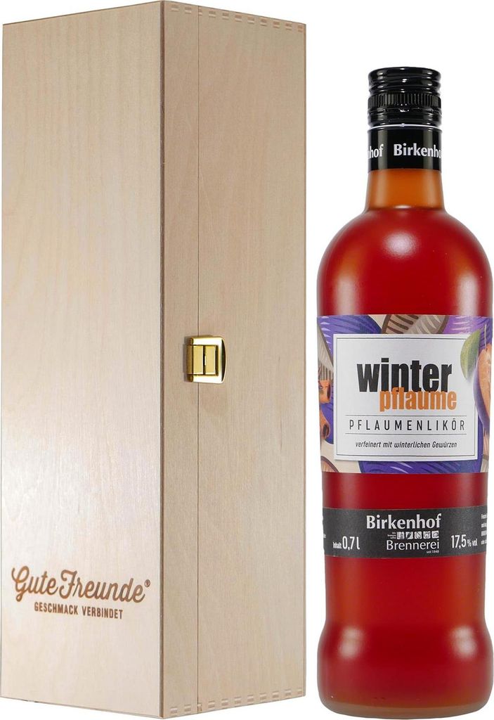 Birkenhof Winter-Pflaume Likör mit Geschenk-Holzkiste