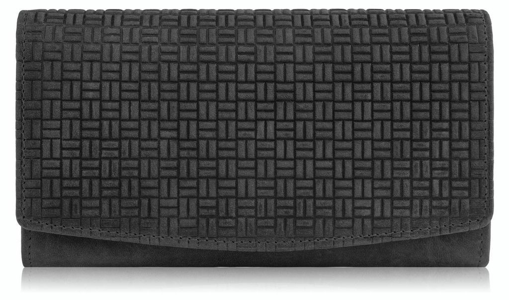Damen Vintage-Stil Leder Brieftasche groß schwarz Paolo Peruzzi T-109-HBL