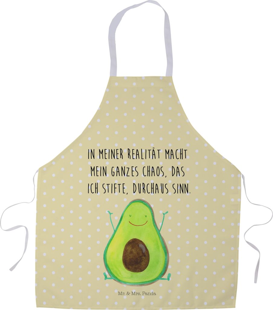 Mr. & Mrs. Panda Kochschürze Avocado Glücklich - Gelb Pastell - Geschenk, Chaos, Verrückt, Küchenschürze, Arbeitsschürze, Küchenzubehör, Fr...