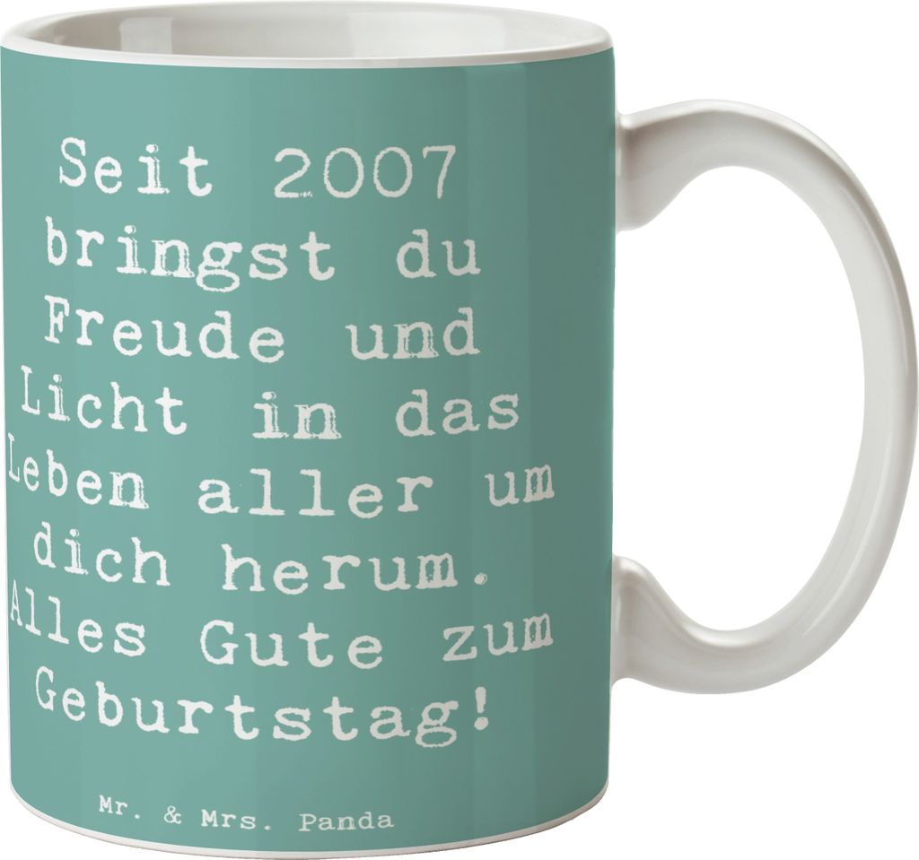 Mr. & Mrs. Panda Pott Spruch 2007 Geburtstag - Meeresbrise - Geschenk, Geburtstagsgeschenk, cappuccinotasse, wunderbare Erinnerungen, Geburtsjahr, ...