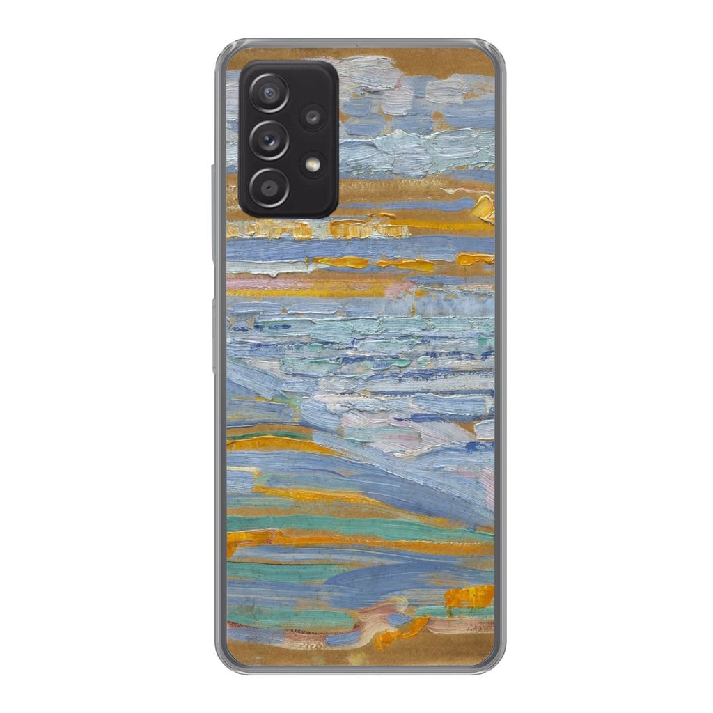 MuchoWow Handyhülle Schutzhülle Hülle für Samsung galaxy a73 Blick auf den Strand und die Seebrücke von den Dünen aus - Piet Mondrian Silik...