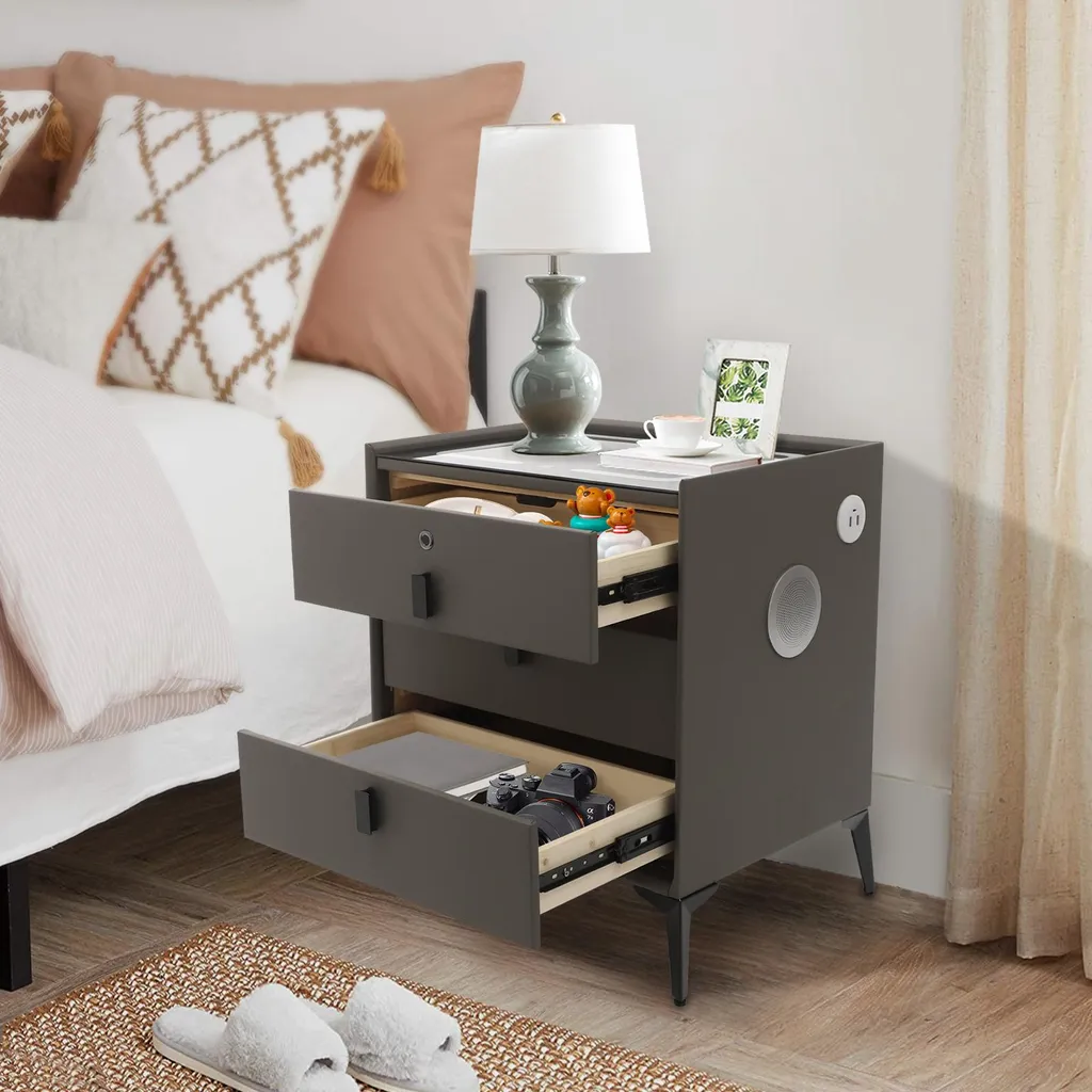 Table de chevet connectée avec haut-parleur Bluetooth et LED tactiles - 9
