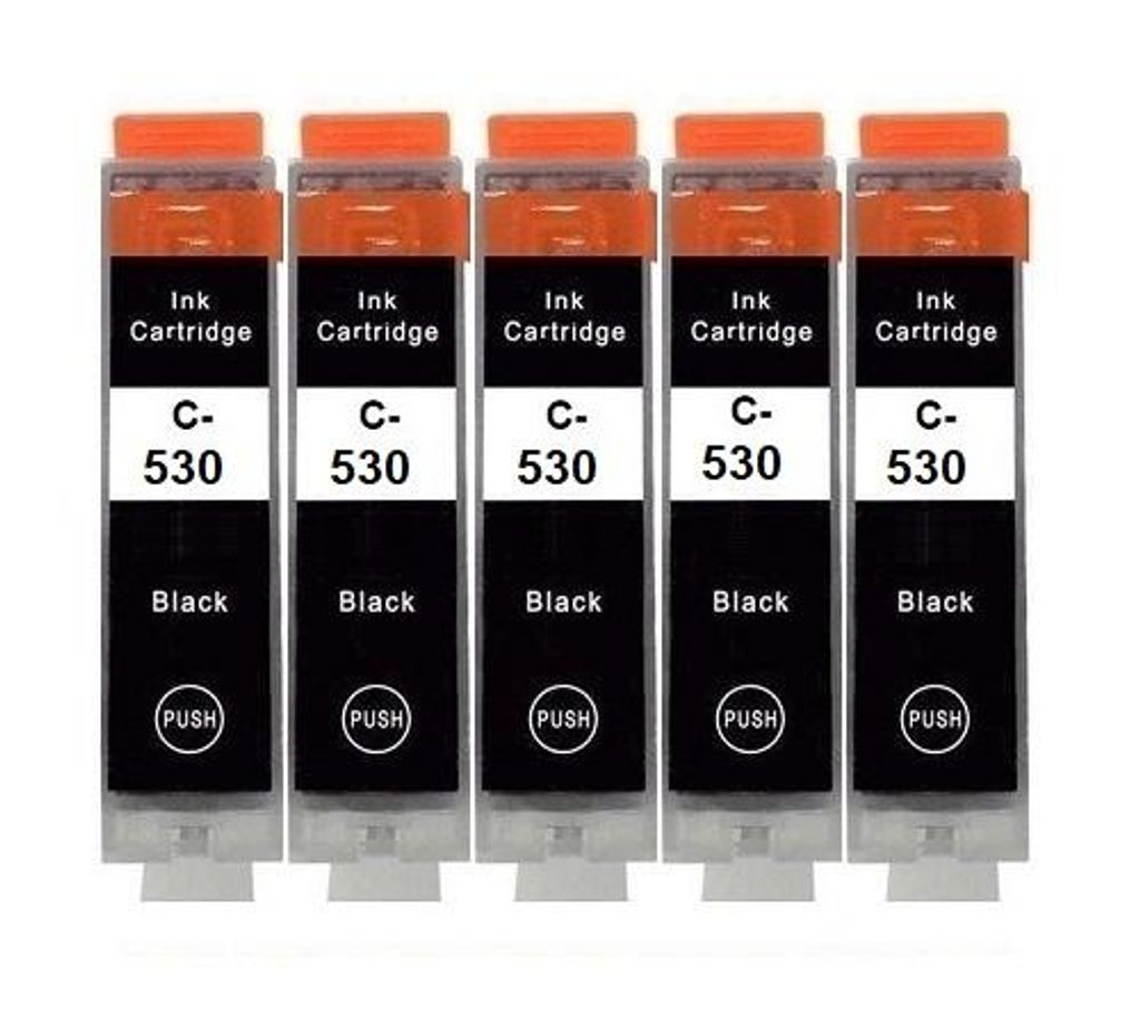 5 x kompatible Druckerpatrone PGI-530 Schwarz, Black für Canon Pixma TS8500, TS8550, TS8551, TS8552, TS8700, TS8750, TS8751 mit neuem Chip