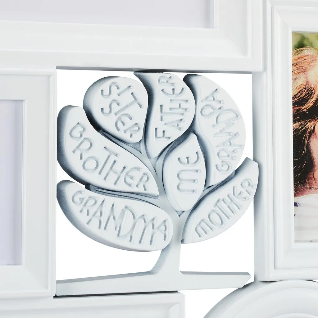 Cadre photo multiple 10 vues en bois blanc avec protection verre - 7