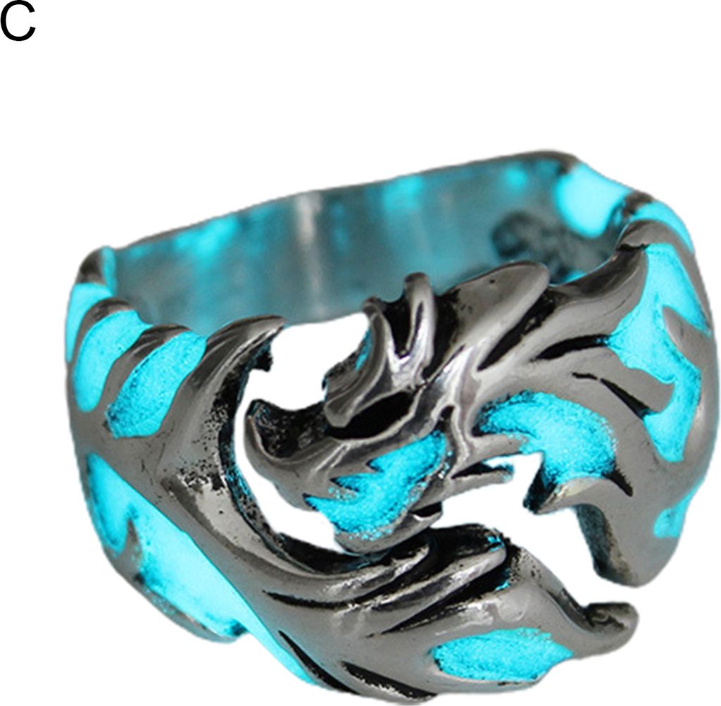 Leuchtender Ring, auffälliger, rostfreier, leuchtender Herrenring in Drachenform für Studenten-#19 C
