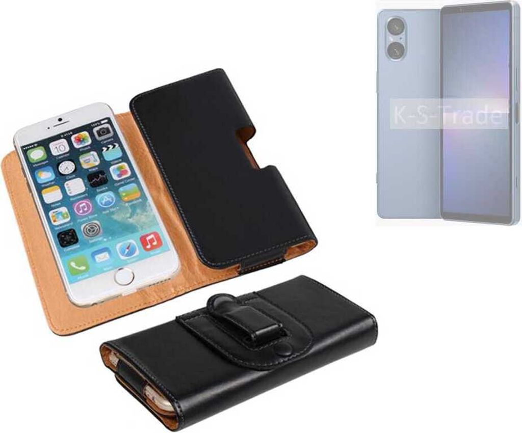K-S-Trade Schützhülle Handyhülle kompatibel mit Sony Xperia 5 V Holster Gürtel Tasche Schutzhülle Handy-Tasche Smartphone Case Seitentasche
