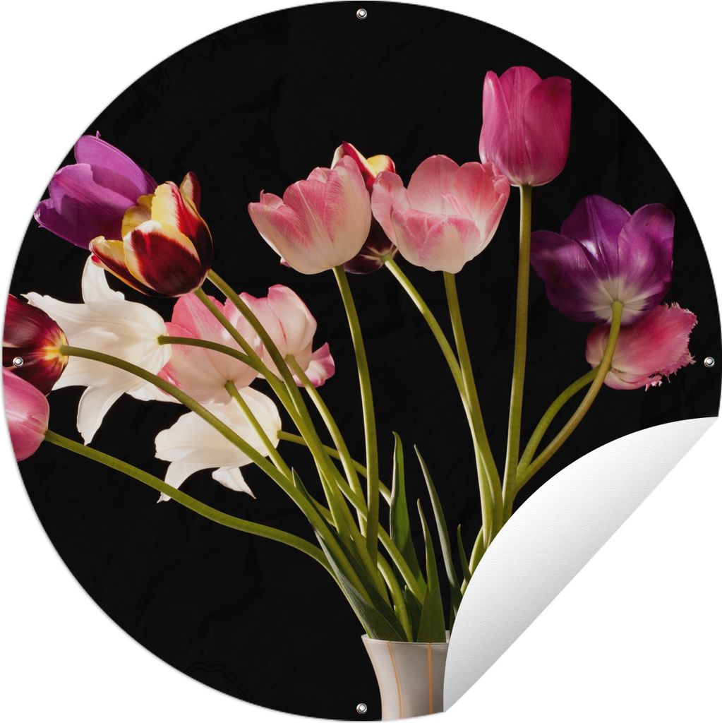 MuchoWow Gartenposter Outdoor-Poster Rund Tulpen - Stilleben - Blumen Ø 120 cm Gartendeko Rundes Poster draußen