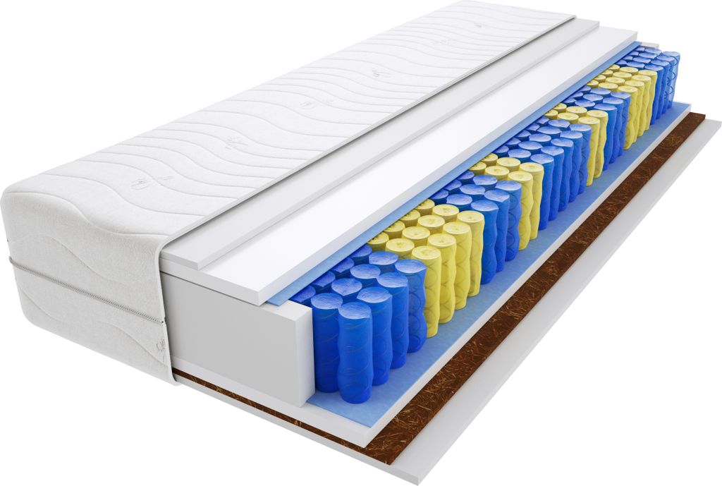 Matratze 100x190 cm Doppelmatratze, H3 & H5 Federkernmatratze, Taschenfederkernmatratze 23 cm Hoch Kokosfaser Hypoallergene, HR-Schaum, Wendematrat...