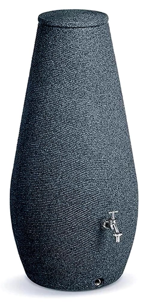 Regentonne anthrazit 200 Liter aus UV- und witterungsbeständigem Material mit Deckel und zwei 3/4 Zoll Gewinden