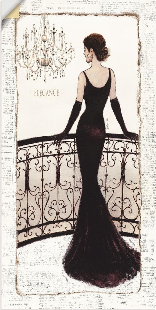 ARTland Wandbild, selbstklebend Die schöne in Schwarz Größe: 50x100 cm