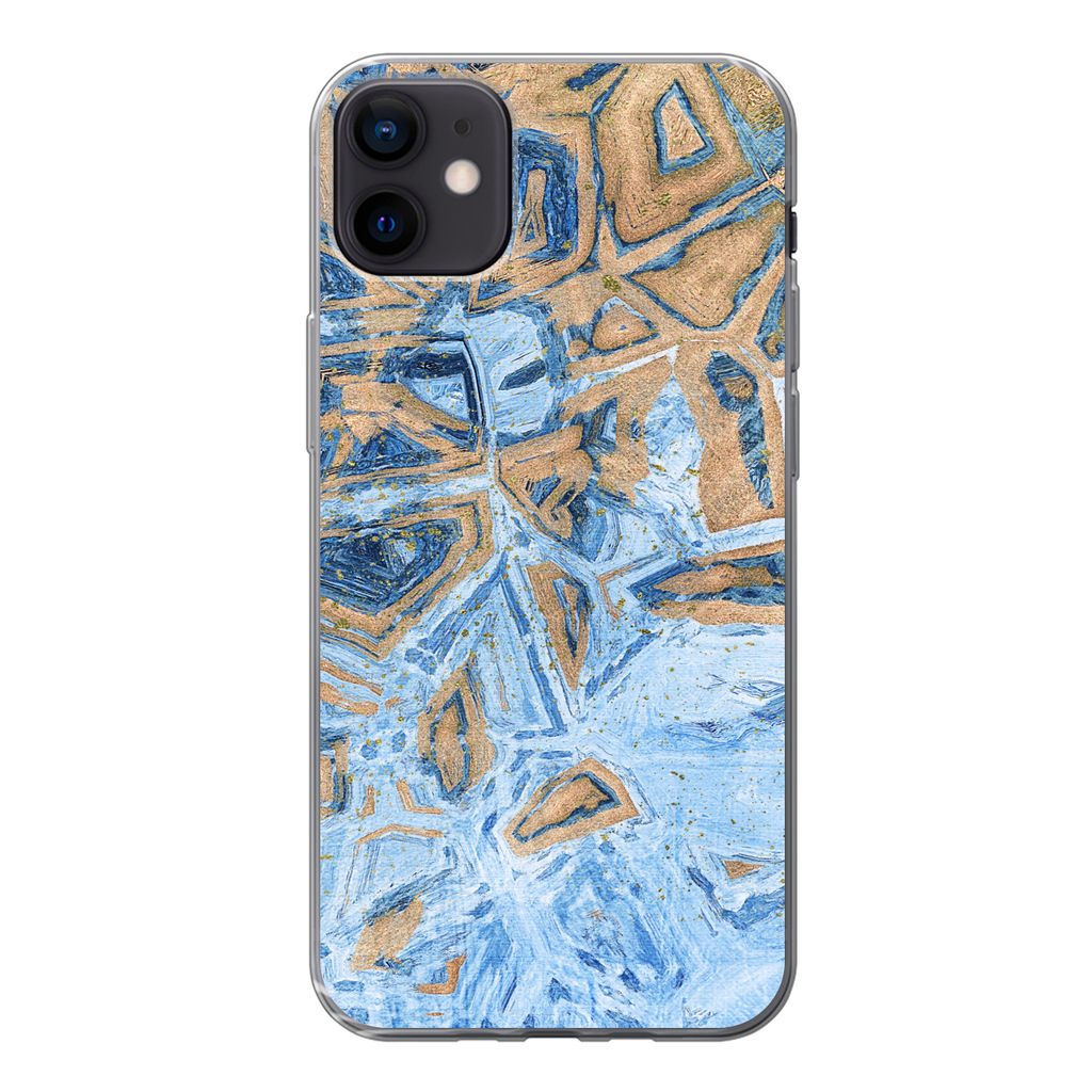MuchoWow Handyhülle Schutzhülle Hülle für iPhone 12 mini Marmor - Farbe - Gold - Blau Silikon Softcase Handy Hülle - Bild