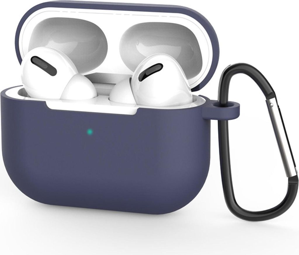 AirPods Pro 1 Silikon Schutzhülle mit Karabiner, Soft Touch Case, stoßfeste Hülle, rutschfest, 360° Schutz, Nachtblau
