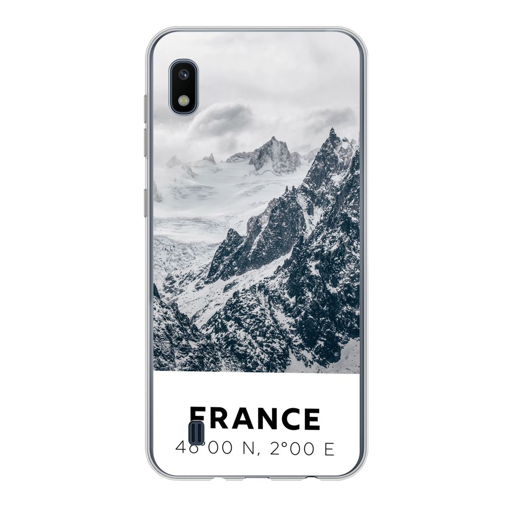 MuchoWow Handyhülle Schutzhülle Hülle für Samsung Galaxy A10 Frankreich - Berge - Schnee Silikon Softcase Handy Hülle - Schutzhülle
