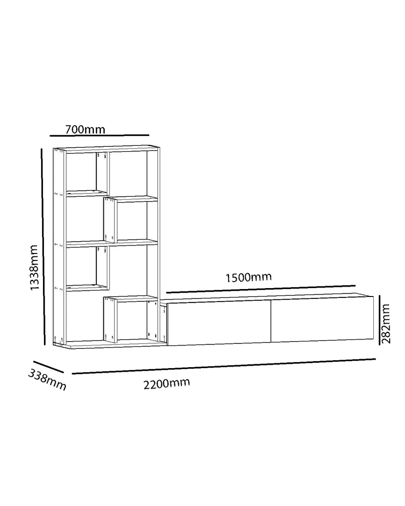 Meuble TV Blanc 220cm : Solution de Rangement Large Skye Decor Bare - 3