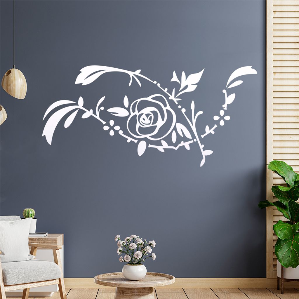 Rose - Ranken Wandtattoo in 6 Größen - Wandaufkleber Wall Sticker - Dekoration, Küche, Wohnzimmer, Schlafzimmer, Badezimmer