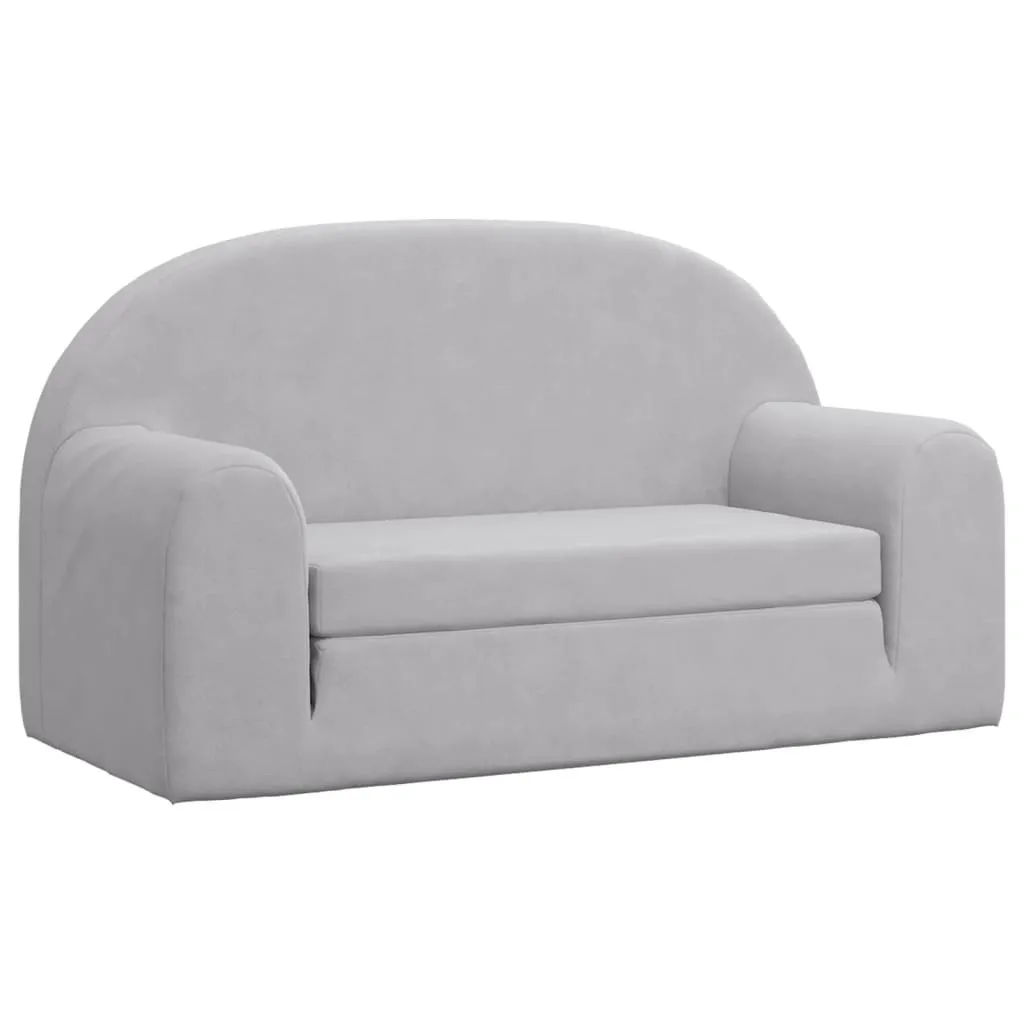 vidaXL Divano letto per bambini a 2 posti grigio chiaro Morbido peluche
