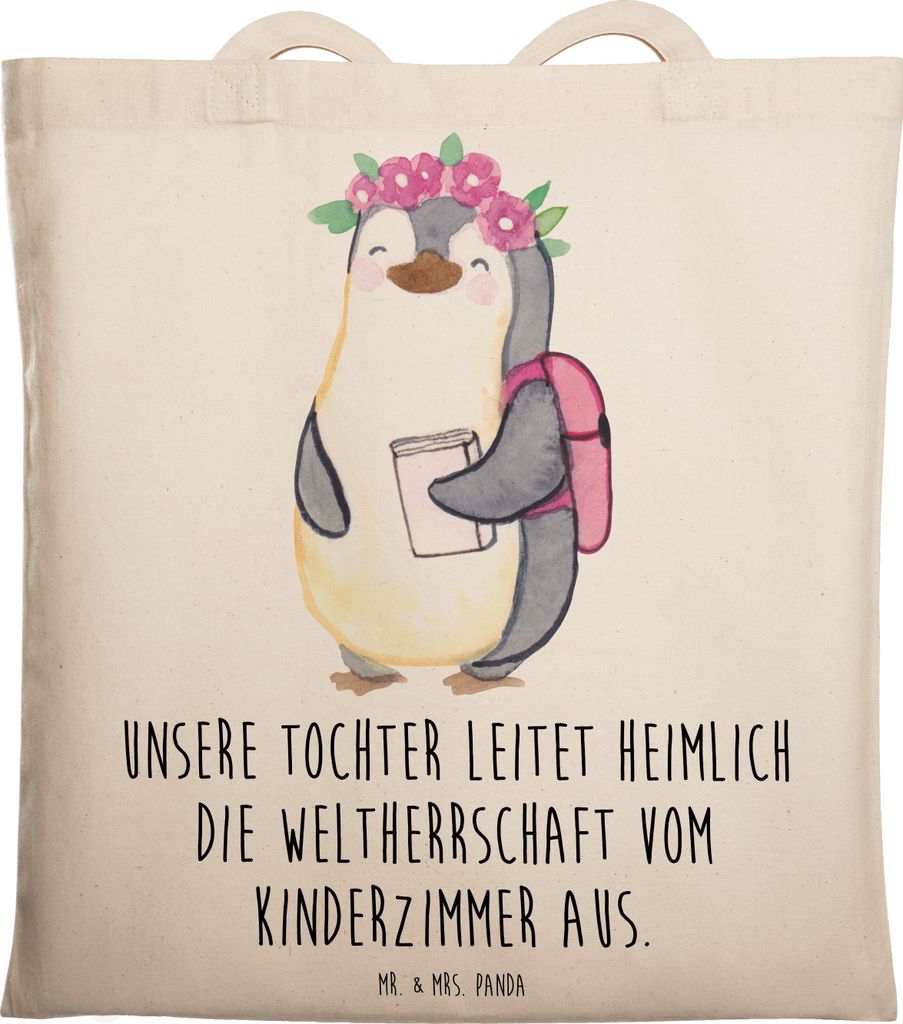 Mr. & Mrs. Panda Stoffbeutel Tochter Weltherrschaft - Transparent - Geschenk, Familienleben, Liebe, Shopping Tasche, Einfluss, Einfallsreichtum, Da...