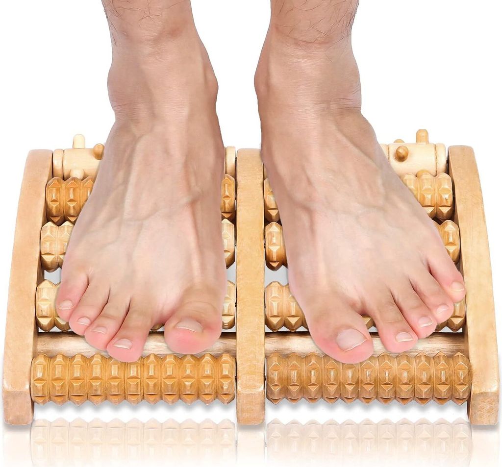 Fußmassageroller aus Holz Premium zur Stressreduzierung, Produktbild 