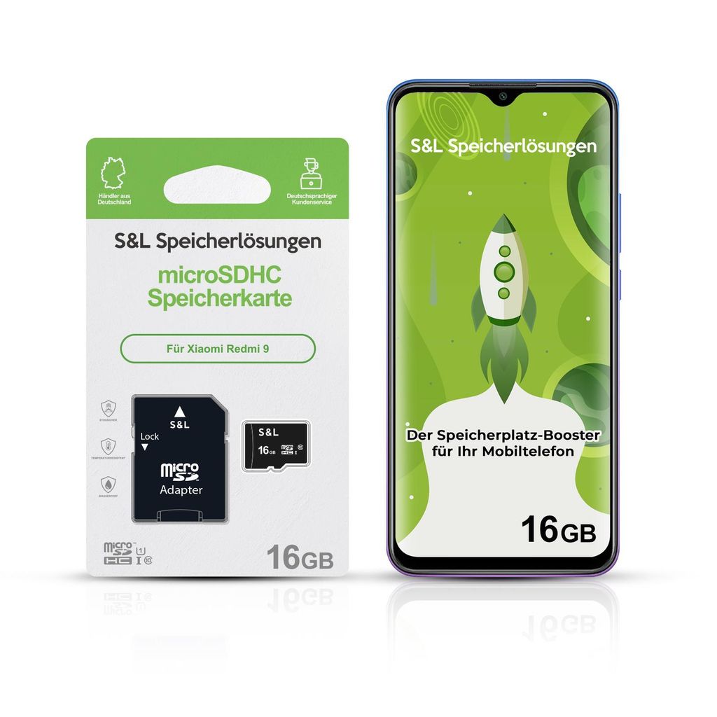 microSD Speicherkarte S&L für Xiaomi Redmi 9 - Speicherkapazität: 16 GB