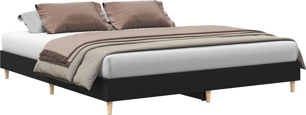 vidaXL Bettrahmen Schwarz Eichen-Optik 203 x 183 x 25 cm Holzwerkstoff