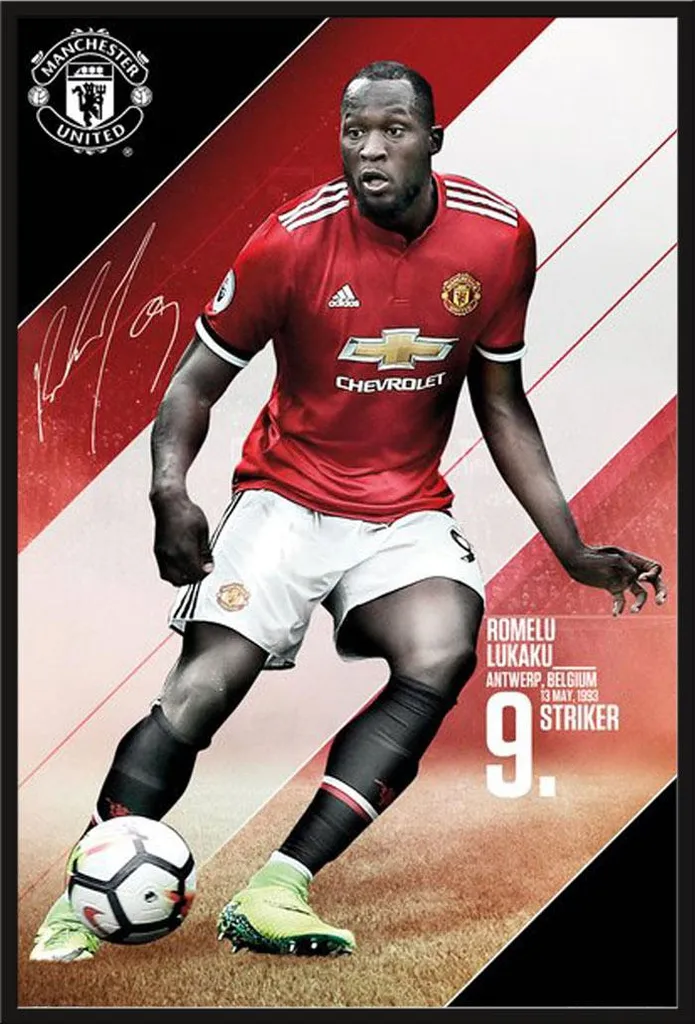 Affiche Lukaku Manchester United Encadrée - Protection Acrylique Durable