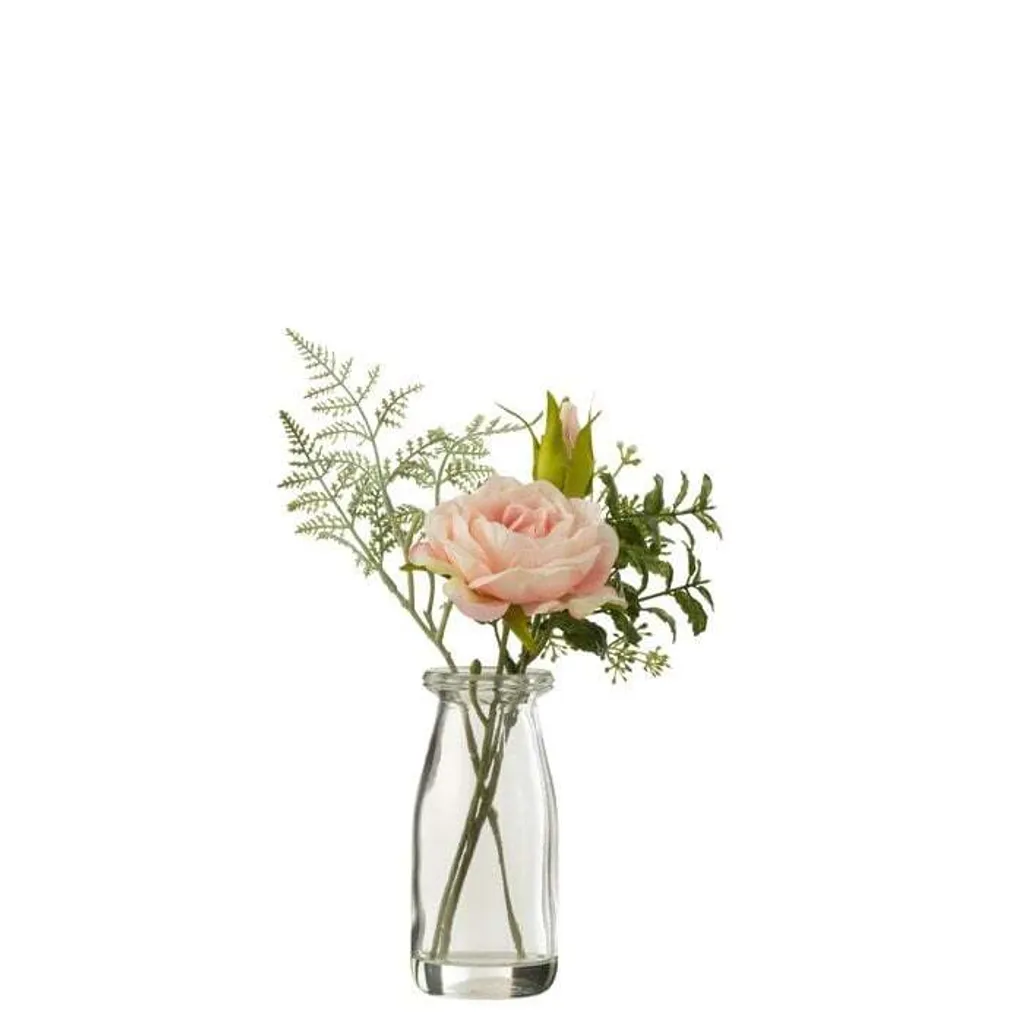 Fleurs Artificielles Roses en Vase avec Illusion d'Eau Déco J-Line