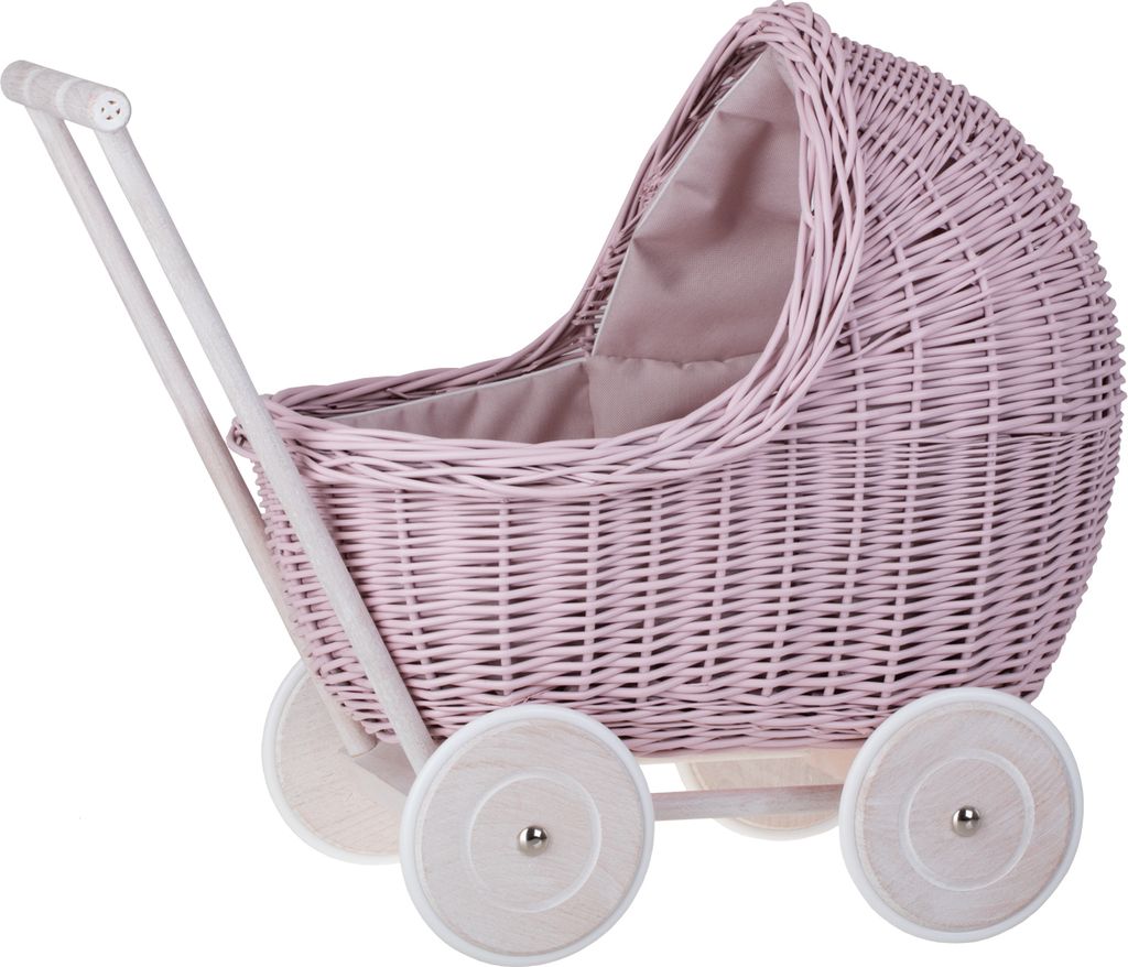 LILI Puppenwagen aus Weide Pink 48X28 H26/47 CM